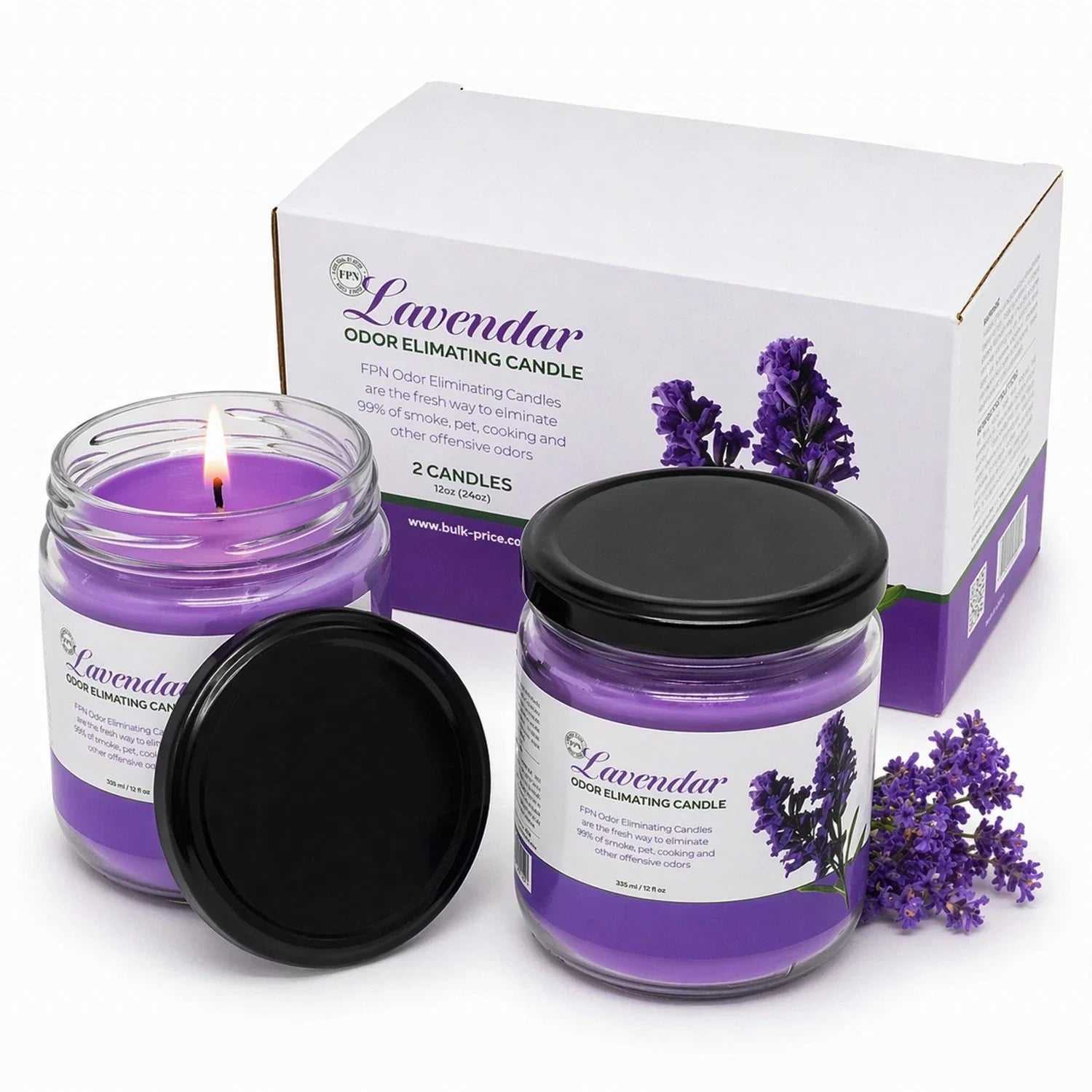 Odor Eliminating Candles Jars Scented Soyawax Candle Lavender Scent 2 Pcs