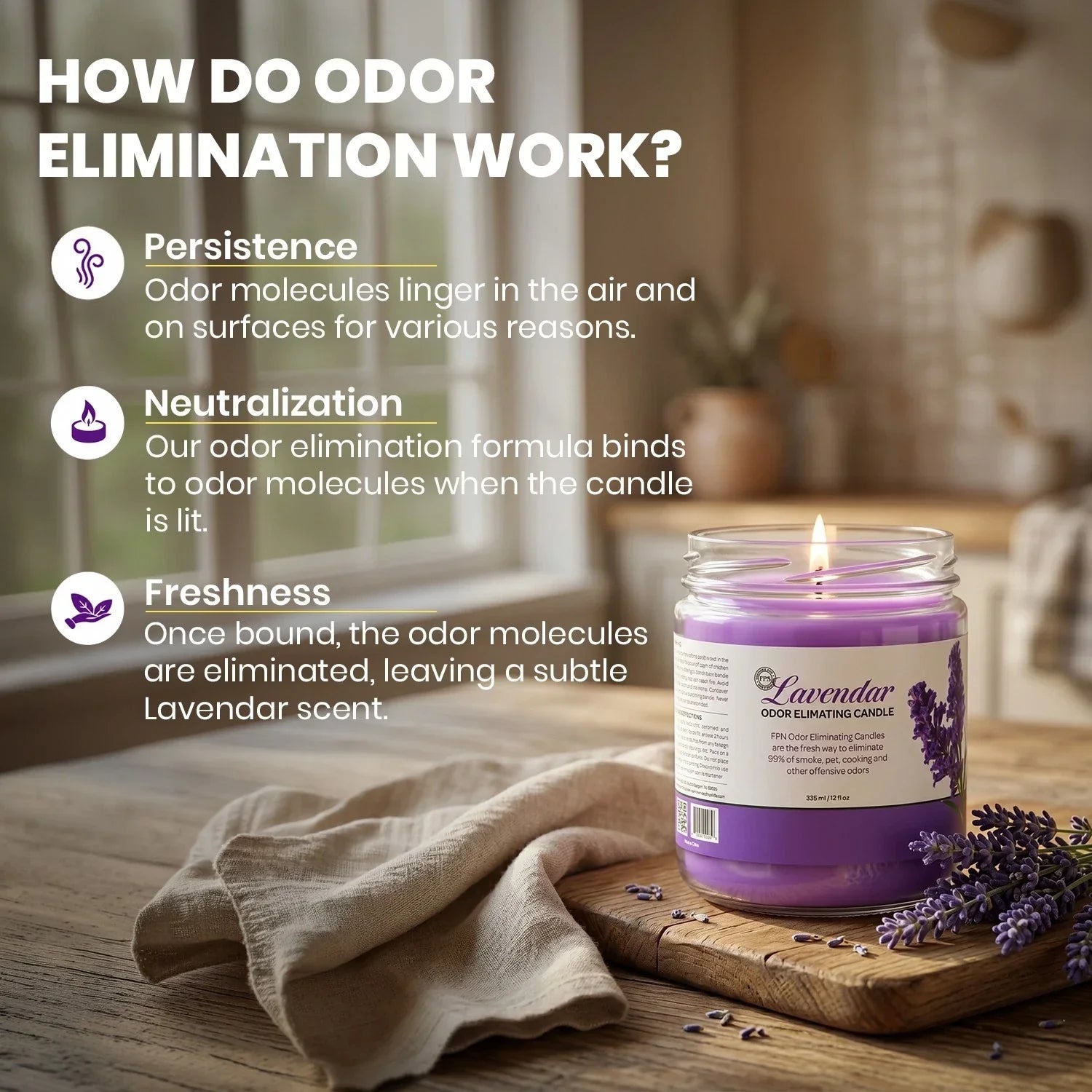 Odor Eliminating Candles Jars Scented Soyawax Candle Lavender Scent 2 Pcs